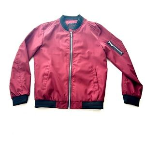 Yi Jian Mei Men’s Lightweight Burgundy Bomber Windbreaker Size L